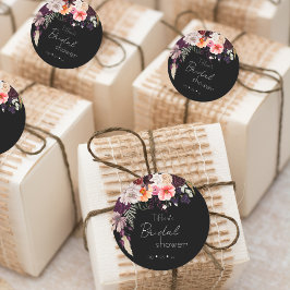 Modern Moody blommor och grön Möhippa Runt Klistermärke