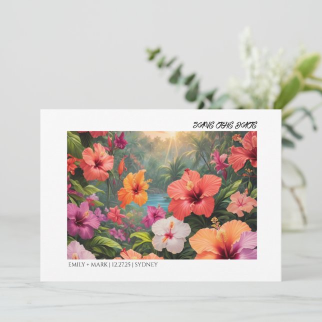Modern Moody fetstilt färgad Blommigt SPARAR DATUM Inbjudningar (Stående Fram)
