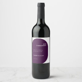Modern Moody Mörk Geometric Solid Lila Bröllop Vinflaska Etikett