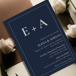 Modern Moody Photo Wedding Invitation with QR code Inbjudningar