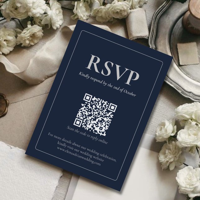 Modern Moody Wedding RSVP Card with QR code OSA Kort (Skapare uppladdad)