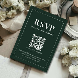 Modern Moody Wedding RSVP Card with QR code OSA Kort
