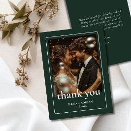 Modern Moody Wedding Thank You Card with Photo Tack Kort
