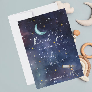 Modern Moon & Stars Baby Shower Thank You Card Tack Kort