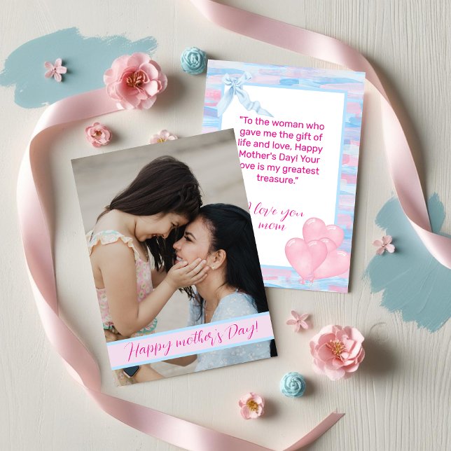 Modern Mor-dag med Anpassningsbar Foto och text Julkort (Modern Mother’s Day with Custom Photo & Text Holiday Card)