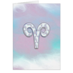 Modern Mor i Pearl Stil Aries Zodiac Symbol Hälsningskort