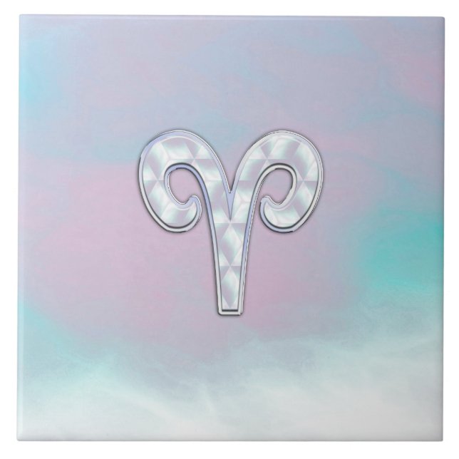 Modern Mor i Pearl Stil Aries Zodiac Symbol Kakelplatta (Framsidan)