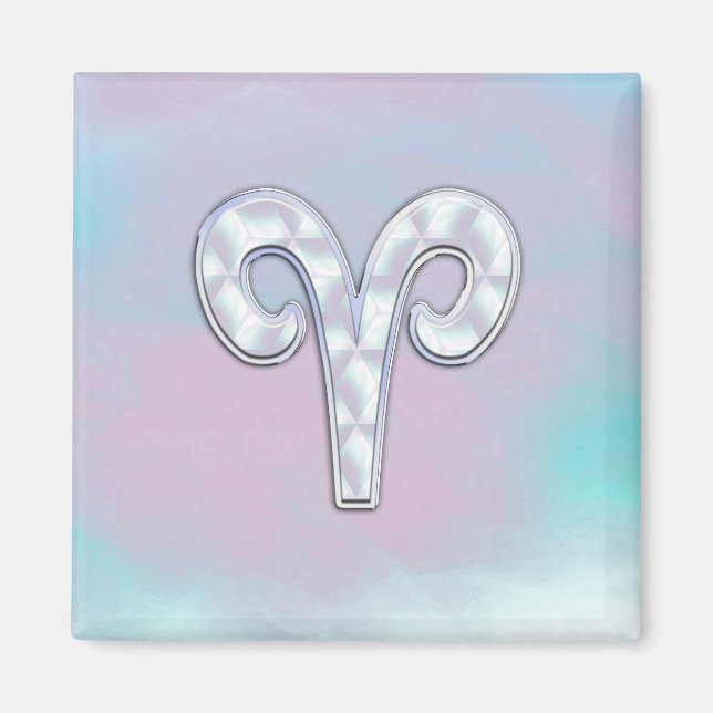 Modern Mor i Pearl Stil Aries Zodiac Symbol Magnet (Framsidan)