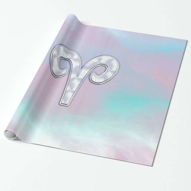 Modern Mor i Pearl Stil Aries Zodiac Symbol Presentpapper (Utrullad)