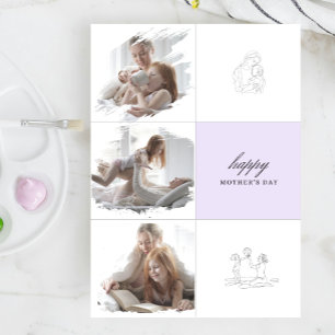 Modern Morföräldraskap Linje Konst Multi Foto Coll Kort