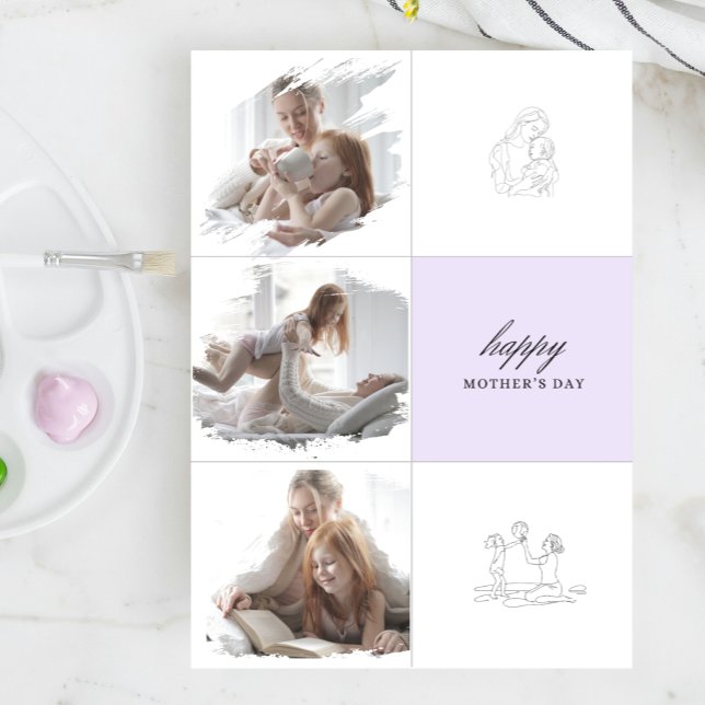 Modern Morföräldraskap Linje Konst Multi Foto Coll Kort (Skapare uppladdad)