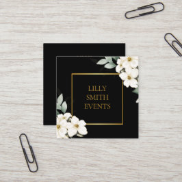 Modern Mörk Affärskort Vattenfärgsdesign Blommigt Fyrkantigt Visitkort