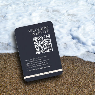 Modern Mörk av lägsta Elegant, marin QR-kod Bröllo Tilläggskort
