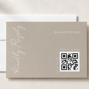 Modern Mörk Beige Bröllops QR-kod OSA Kort