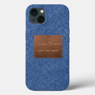 Modern Mörk blått Denim Jeans Struktur Leather Pat