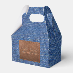 Modern Mörk blått Denim Jeans Struktur Leather Pat Presentaskar