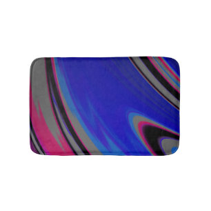 Modern Mörk blått Grått Magenta Fractal Swirl Badrumsmatta