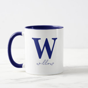 Modern Mörk blått Personlig Monogram Mugg