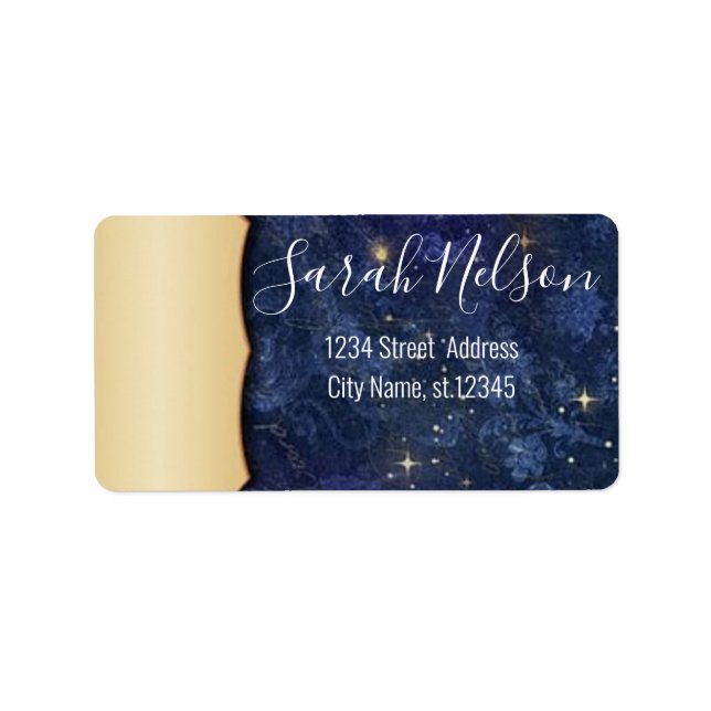 Modern Mörk blått Sparkly Adressetikett (Framsidan)