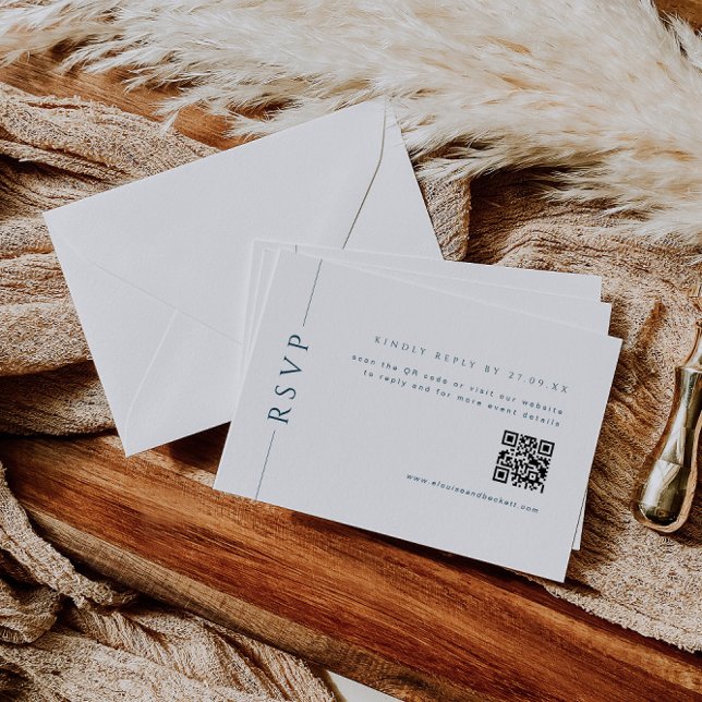 Modern Mörk blått svarskort med QR-kod Tilläggskort (Skapare uppladdad)