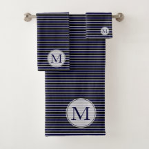 Modern Mörk blått svart Rand monogrammad