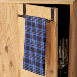 Modern Mörk blått Tartan Play Mönster Kökshandduk