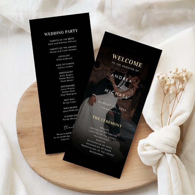 Modern Mörk Blekfotografi Guld & Svart Bröllop Inbjudningar (Skapare uppladdad)