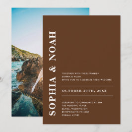 Modern Mörk Brown-Elegant - enkelt Bröllop-foto Inbjudningar