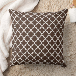 Modern Mörk Brown Moroccan Quatrefoil Mönster Kudde