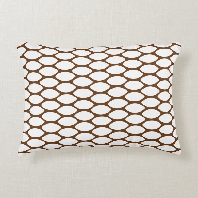 Modern Mörk Brown White Mönster accent Pillow Prydnadskudde (Framsidan)