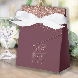 Modern Mörk Burgunder Rosa Guld Glitter Bröllop Presentaskar