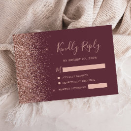 Modern mörk burgunder Rosa Guld Glitter Kant OSA Kort