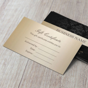 Modern Mörk Damask Gift-certifikat för Guld-stripe Rabattkort