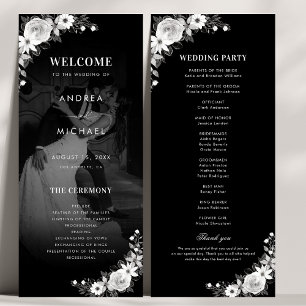Modern Mörk Faded Photo Gothic Blommigt Bröllop Program
