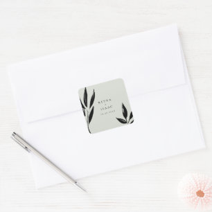Modern Mörk Foliage Fyrkantigt Klistermärke