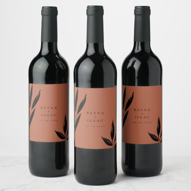 Modern Mörk Foliage Personlig Vin-etikett Vinflaska Etikett (Flaskor)