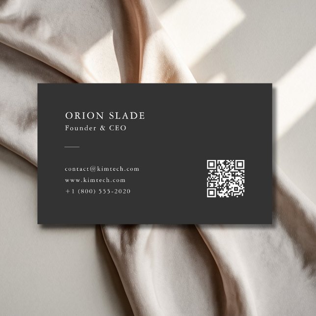 Modern Mörk för minimal QR-Professionell Visitkort (Skapare uppladdad)