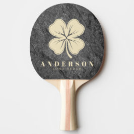 Modern mörk granit Fyrklöver med namn Pingisracket