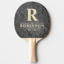 Modern Mörk Granit Sten Familjenamn & Initialer Pingisracket