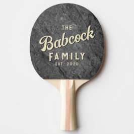 Modern mörk granit sten Retro familjenamn & år Pingisracket