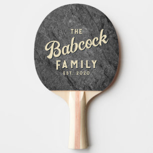 Modern mörk granit sten Retro familjenamn & år Pingisracket