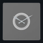 Modern Mörk Grått Fyrkantig Klocka<br><div class="desc">Modern mörk grått-väggklocka med ljus grått-geometrisk cirkel mönster.</div>