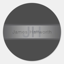 Modern Mörk Grått Gradient Namn eller Business Nam Runt Klistermärke