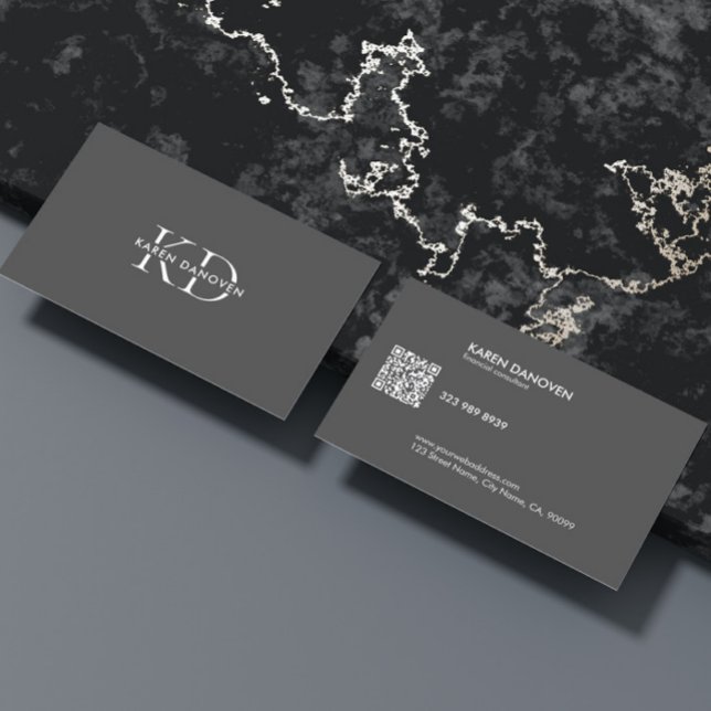 Modern Mörk Grått Monogram-Professionell Visitkort (Skapare uppladdad)
