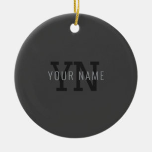 Modern Mörk Grått Monogrammed Namn (eller annan te Julgransprydnad Keramik