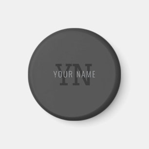 Modern Mörk Grått Monogrammed Namn (eller annan te Magnet