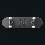 Modern Mörk Grått Monogrammed Namn (eller annan te Mini Skateboard Bräda 18,5 Cm<br><div class="desc">Modern monogram för namn eller annan text,  redigera som du vill!</div>