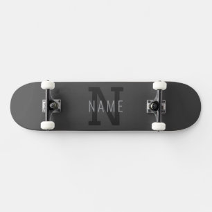 Modern Mörk Grått Monogrammed Namn (eller annan te Mini Skateboard Bräda 18,5 Cm