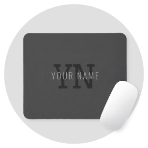 Modern Mörk Grått Monogrammed Namn (eller annan te Musmatta
