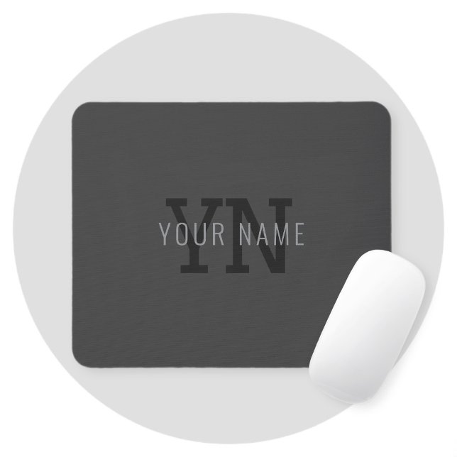 Modern Mörk Grått Monogrammed Namn (eller annan te Musmatta (Skapare uppladdad)